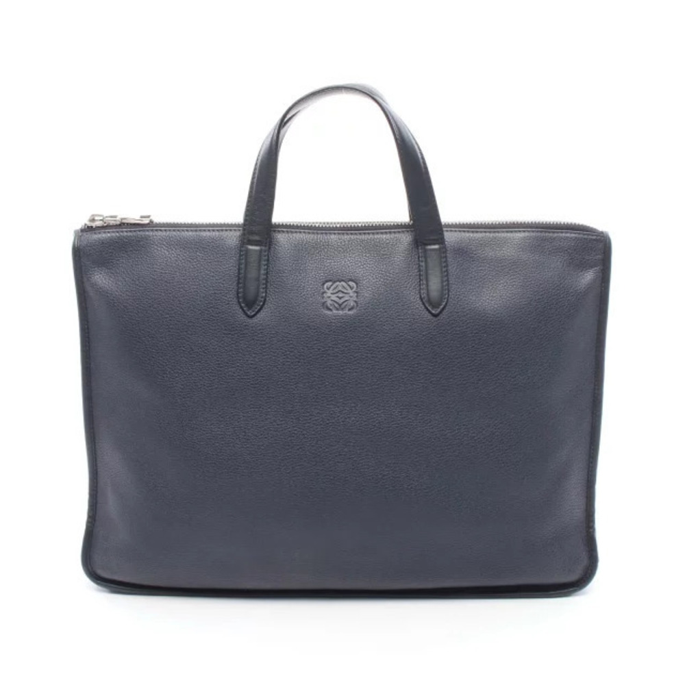 Loewe Anagram Briefcase Bag Leather Navy Blue Black